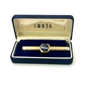 Swank vintage sodalite gold tone tie clip